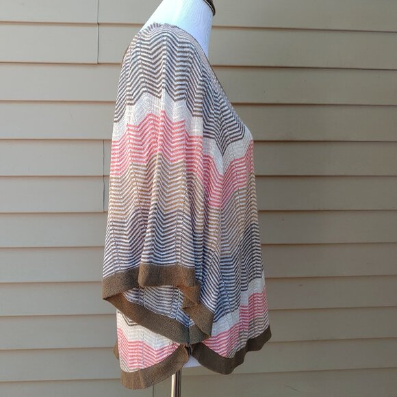 Forever 21 Multicolor Chevron Dolman Knit Blouse Brown Red Tan Open-Knit - Picture 10 of 12